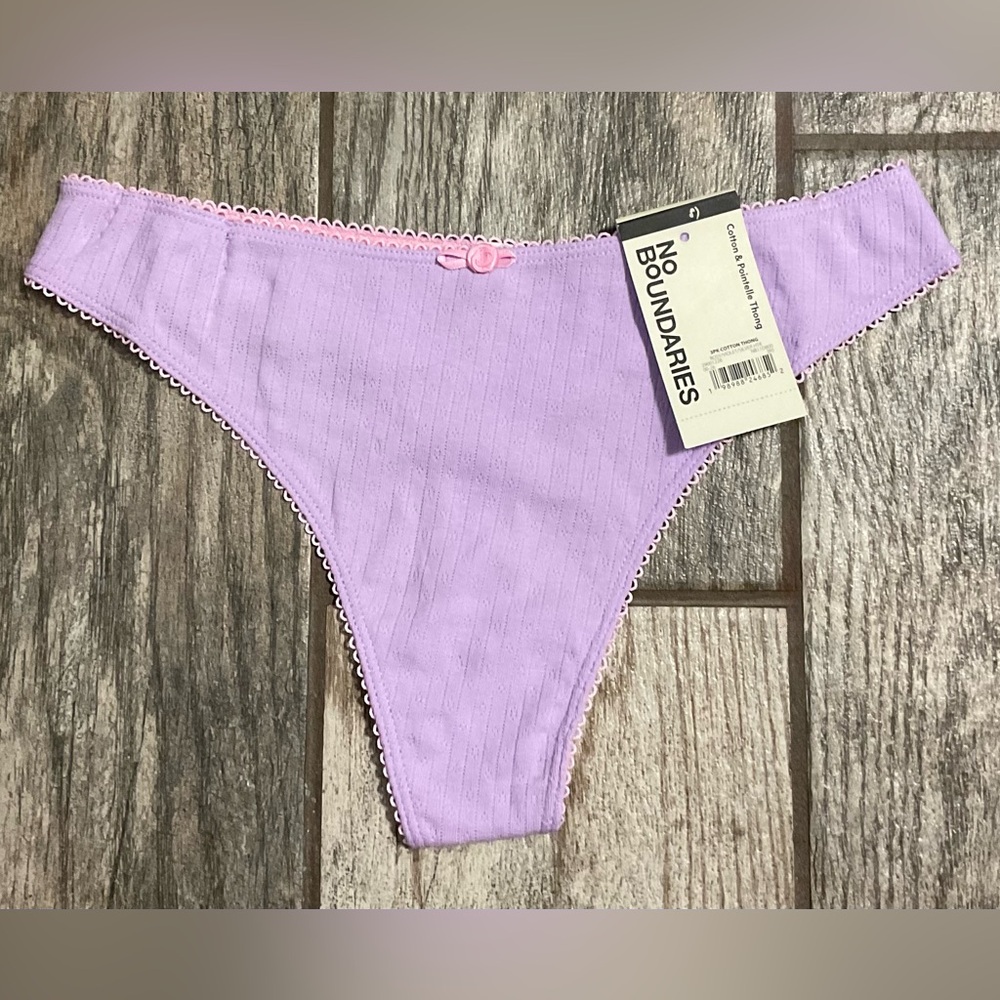 New Nobo No Boundaries cotton & Pointelle thong panties size XS or XXXL Lavender
